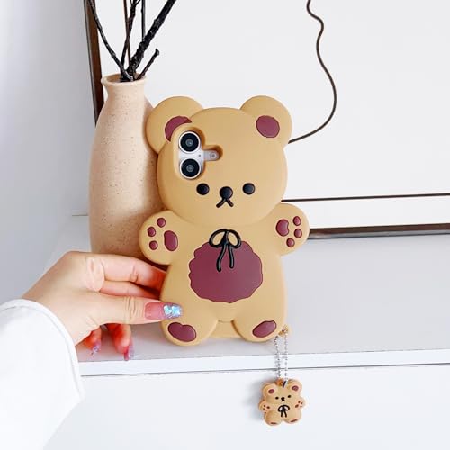 wifantien 3D Bear Case for iPhone 16 6.1",Cartoon Cute Kawaii Lovely Character Bow Tie Bear Shape Kids Teens Girls Women Soft Silicone Case for iPhone 16 6.1 inch 2024 by wifantien - Used condition - Image 6