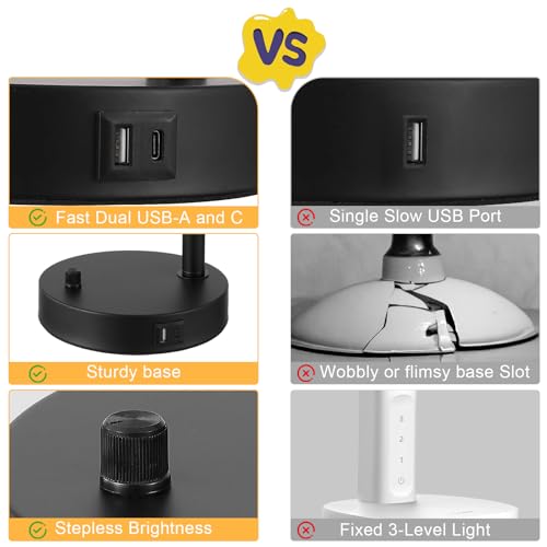 Lámpara de mesa moderna negra con puertos de carga set x2 miniatura 5