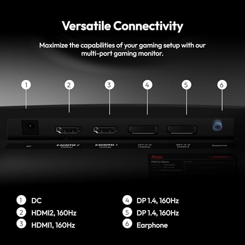 Image of Pixio PX27U Wave 27 inch 160Hz 4K 3840x2160p Fast IPS Panel 1ms GTG Adaptive Sync Gaming Monitor with Black HDMI 2.1 Cable Certified Ultra High Speed 6FT 8K 60Hz 4K 120Hz Nylon Braided