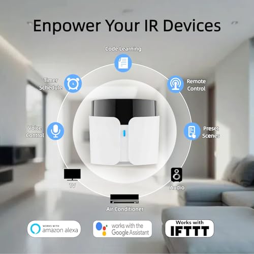 Image of BroadLink RM5plus Smart Infrared Remote, All-in-One Universal Control Hub with Wi-Fi & IR, Voice Control via Alexa & Google Home for TV /AC, Remote Control, Timers & Scenes