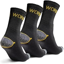 Ropa De Trabajo Barata 3 | 5 Pares Calcetines Trabajo Hombre, Reforzado, Antideslizante para Largas Jornadas de Trabajo | Medias Hombre Trabajo, Algodon Transpirables, Ideal Ropa de Trabajo para Hombre. Unisex 43-46 Pack-3.