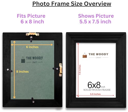 Image of Photo Frame 6x8 inch | Wall Frame | Small Frames for Photos | Black Wooden Frame for Wall | Perfect for Living Room, Bedroom & Office, Gift for Friends (6x8 inch, Black)