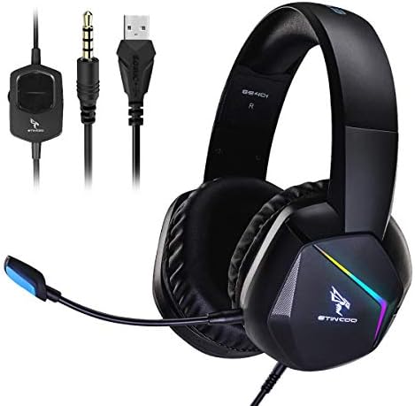 SOMiC Gaming Headset for PS4, xbox one with RGB Rainbow LED, Surround Sound, Over Ear 3.5MM Headphone with Noise Canceling Mic Volume Control for Nintendo Switch, PC, PS5, Laptop