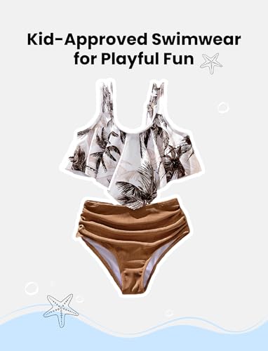 Image of PATPAT Family Matching Swimsuits Two Piece Hawaiian Tropical Beach Bikini and Swim Trunks Set Mommy and Me Bathing Suits