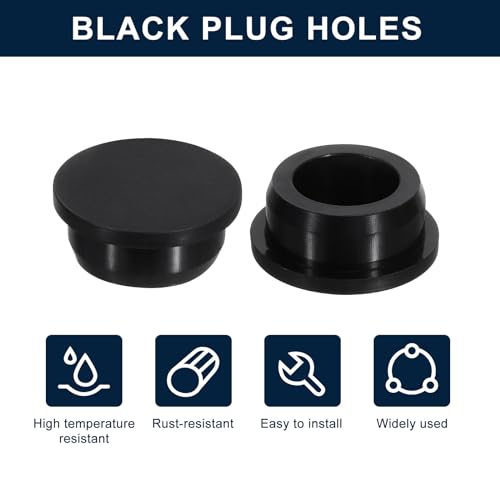 Image of uxcell 4 Pcs Black Plug Holes, Waterproof Rubber Button Plug for 32mm / 1.26 inch Hole