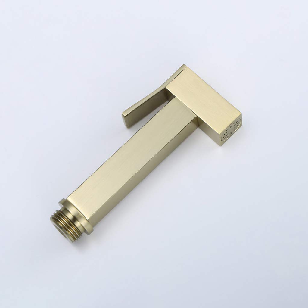 Bidet Quadrato in Oro Spazzolato, doccetta per WC, Rubinetto igienico, Set da Parete, D (D)