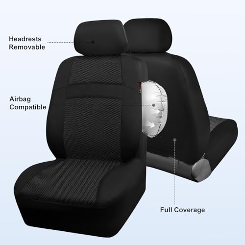Image of CAR PASS 3D Air Mesh Car Seat Covers Two Front Seats Only, Universal Seat Covers for Car Fit SUV,Vans,Sedan,Trucks, Breathable Automotive Interior Seat Covers Airbag Compatible (Black)