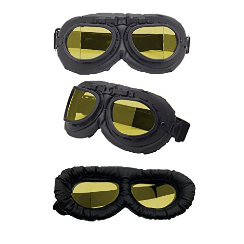 Image of LJDJ Motorcycle Goggles - Vintage Pilot Style Goggles Dirt Bike ATV Motocross Riding Offroad Eyewear Scooter Outdoor Sports Glasses Combat Tactical Goggles for Men Women Youth Adult