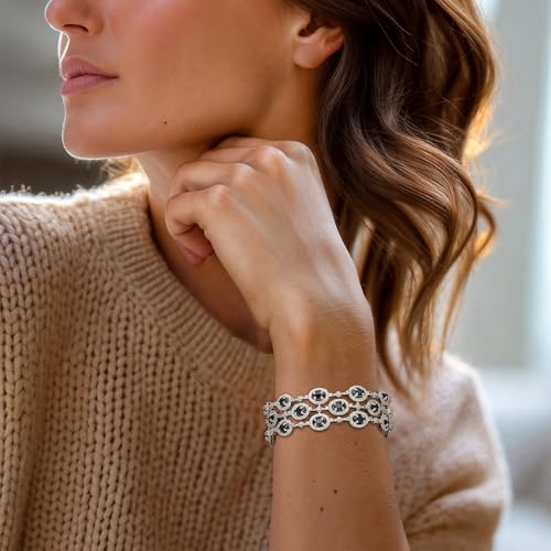 Ross-Simons 16.00 ct. t.w. Sapphire 3-Row Bracelet With Single Diamond in Sterling Silver2