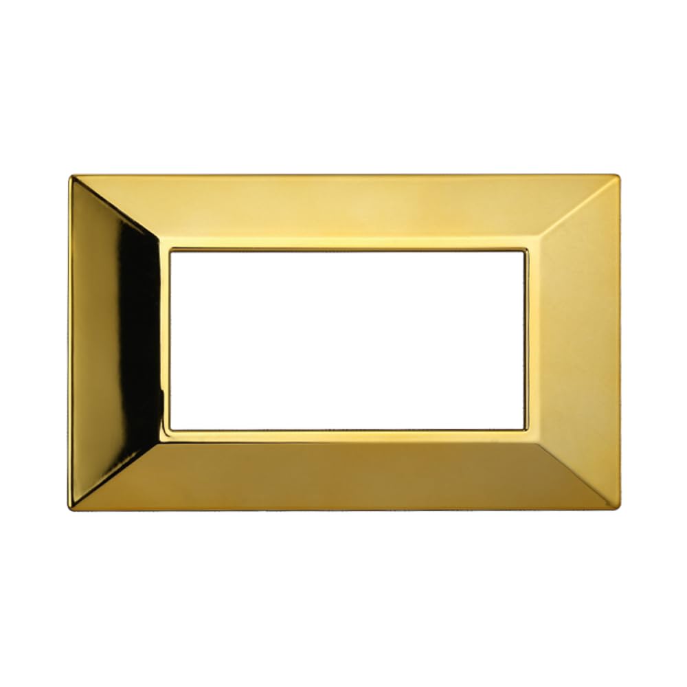 10 Placche squadrata Piramide, 4 moduli/posti, Compatibile Con BTicino Axolute, oro lucido, Placca rettangolare, Plastica di alta qualità, 100% compatibile con supporti e moduli originali