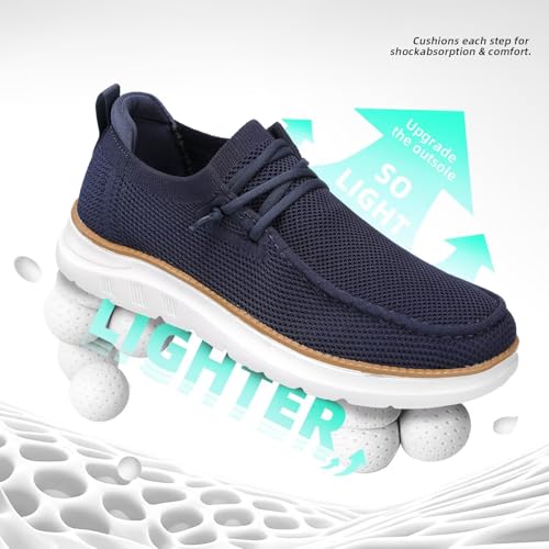 Image of Mens Boat Loafers Slip-on Casual Mesh Walking Shoes Business Oxfords Sneakers Work Lightweight Comfortable Soft Sole