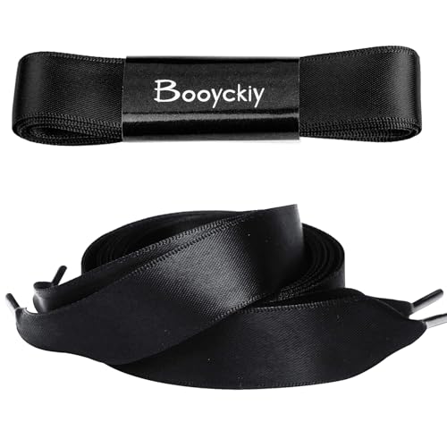 Image of Booyckiy 3 /4 inch Wide Satin Ribbon Shoelaces Flat Colorful Shoe Laces for Women Girls