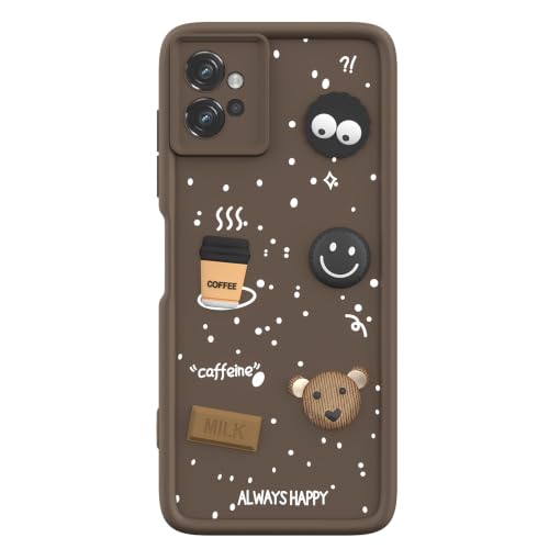 Image of Pikkme Back Cover for Motorola Moto G32 | 3D Bear Silicone Cute & Fun Coffee Cartoon | Full Body Protection Bumper Case (Brown)