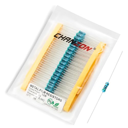 Chanzon 100pcs 1/2W (0.5W)5.1K�� �������Œ��R�� 0.01 ±1% ���� 5.1K R MF �X���[�z�[����R�� �d������Rohs�F��
