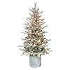 Puleo international 45 foot pre lit potted flocked arctic fir artificial christmas tree with 70 ul listed clear lights  urban country home decor