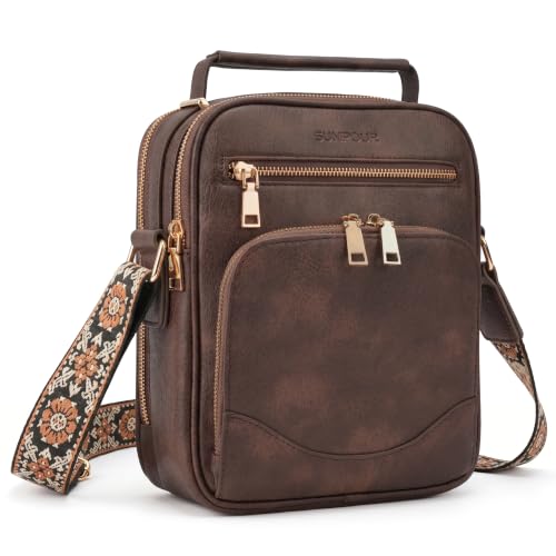 Image of Large Crossbody Bags for Women,Boho Strap Vegan Leather Purse | Built-in Wallet RFID Womens Crossbody Purse,Structured, Multi Pockets, Versatile Shoulder Bag for Travel,commuting,daily