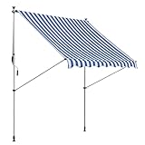 Gelenkarmmarkise Klemmmarkise höhenverstellbar 200x150cm Blau/Weiß aus Aluminium für Terrasse & Balkon