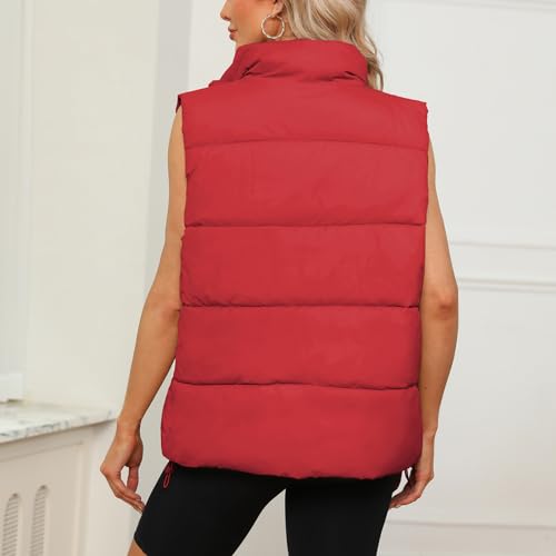 American Trends Womens Puffer Vest Sleeveless Puffy Vests for Women Collar Jacket Zipper Coat with Pockets4