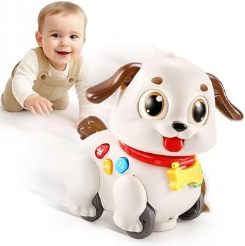 LUDILO Stem Learning Toys for 4 Year Old Boys and Infant Baby Toy 6-12-18 Months Musical Crawling Puppy Tummy Time Toys Bundle