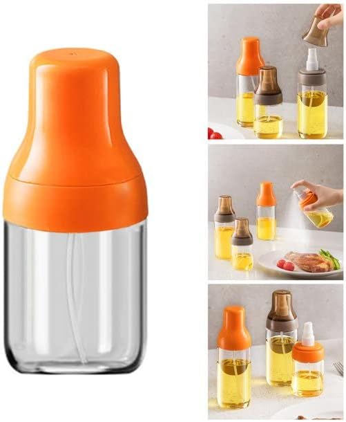 Oil Sprayer Bottle, Dispenser, Transparent Food Grade Portable Spray 125ml, Vinegar for frying, Air Salad, BBQ, Grilling, Kitchen Cooking, Baking, Gadget, Orange