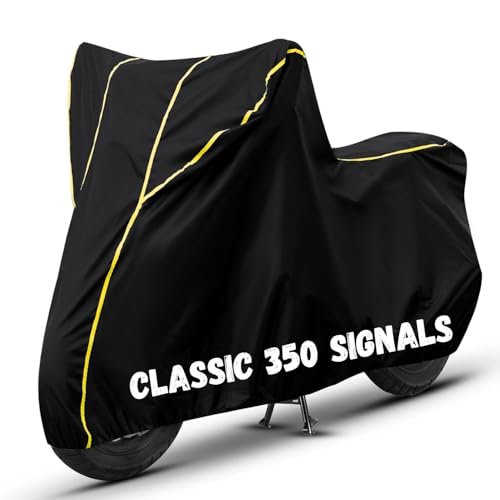 Image of Bike Cover for Classic 350 Signals 100% Waterproof, Dustproof & Scratch Resistant| Fully Bottom Elastic UV Resistant Heavy Duty Body Cover | All Weather Outdoor Use