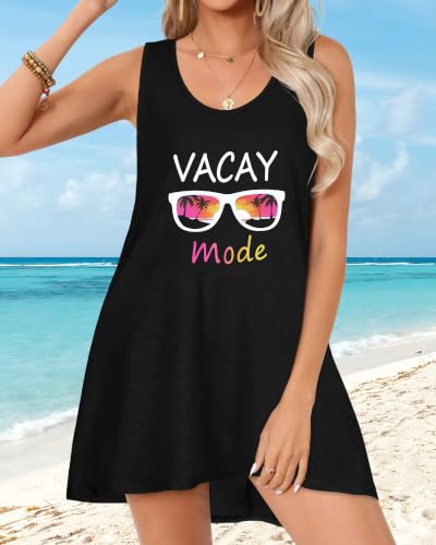 Image of elescat Womens Swimsuit Cover Up Summer Sleeveless T Shirt Beach Dress Tank Bikini Coverups 2026