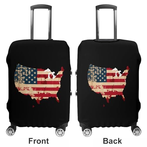 Vintage American Flag US Map Luggage Cover Suitcase Cover Protector Anti-scratch Travel Suitcase Wrap for Unisex L3