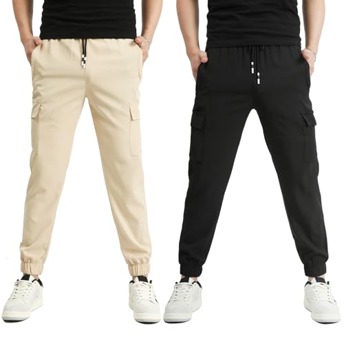 Image of Boys Cargo Joggers Pants Outdoor Youth Quick Dry Hiking Pants Lightweight Athletic Pants with Zipper Pockets