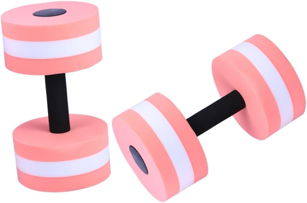 2Pcs Water Dumbbells for Pool Aerobics Eva Aquatic Exercise Barbells Resistance Training Equipment for Water Workouts Pink