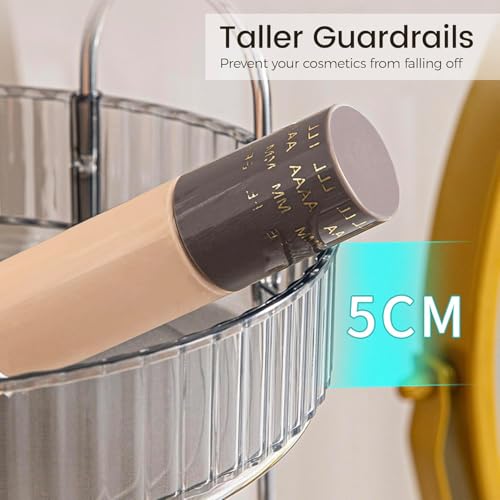 Image of JD FRESH 360 Degree Rotating Makeup Organizer 2 Layer Cosmetic Storage Box Vanity Stand with Drawers for Lipsticks Skincare Perfume Bathroom Countertop Dressing Table Organizer (Light Grey)