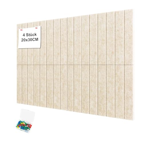 YFLeomry 40x60cm Large Cork Board Felt Wall Tiles 4 Pack 20x30 cm Felt Board 0.9cm Thick Foldable Photo Display Bulletin Board with Self-Adhesive Tape for School Home Kitchen Office Walls(Camel)