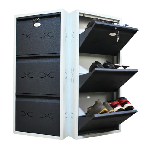 Image of I Metal Shoe Rack I Slim and Wall Mounted I 3 Shelves (Grey Colour) I Coad LC 2S-03 GR I Height 43 Inches, Width 20 Inches, Depth 5.5 InchesI 3 Years Warranty.