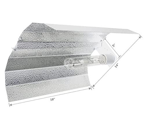 iPower 600W HPS MH Grow Light System Kits, 19-inch Wing Reflector Hood and Digital Dimmable Horticulture Electronic Ballast, Bulbs and Timer Included