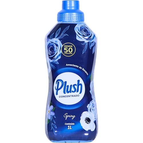 Plush, Amaciante de roupas e tecidos, Concentrado, Aroma Spring, 1 litro, Azul