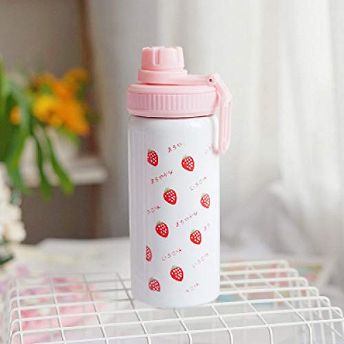 Botella de agua de fresa rosada linda de 400 ml Nueva botella de termo de acero inoxidable Kawaii con regalo de cumpleaños de paja para niñas y mujeres-400ml_08