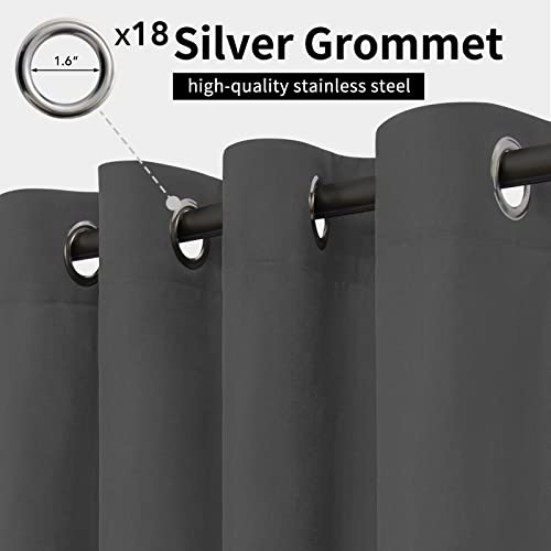 Easy-Going Outdoor Curtains Waterproof Windproof Weatherproof Curtain for Patio, Cabana, Porch, Pergola and Gazebo, Grommet Top and Tab Bottom Drape, 1 Panel, 150x96 inch, Grey