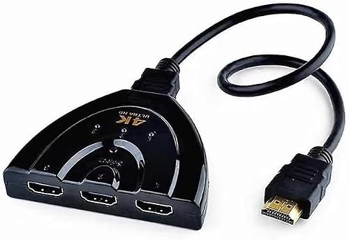 3 Port Hdmi Splitter Cable 1080p Switch Switcher Hub Adapter - Black