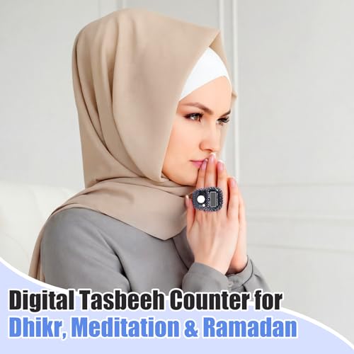 Image of Simgoing Electronic Finger Clicker Counter, Rhinestones Tally Tasbeeh Counter Gifts for Prayer Islamic Golf Counting Goods Lap Knitting Bling Accessories