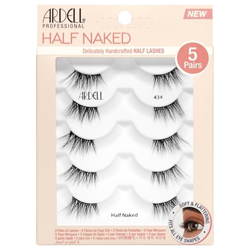 Ardell Naked Half Lashes 434 – Delicately Handcrafted False Eyelashes Wispy Cat Eye Lashes Strips...