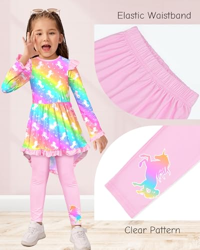 Image of Toddler Kids Girls Clothes Set Stylish Ruffled Tops and Pants Clothing Sets 2 Piece Outfits Size 4-9