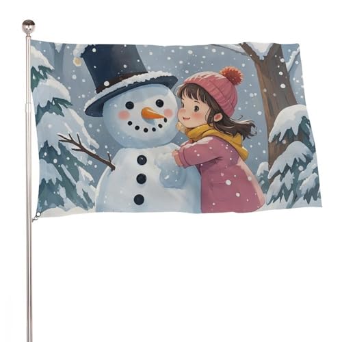 Drapeau de jardin saisonnier bonhomme de neige grand format Noël