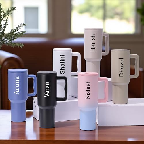 Image of CYNVEXA Personalized with Your Name, Tumbler with lid and Straw 1200ML Cup Stainless Steel Vacuum Insulated Tumbler for Water, Iced Tea or Coffee 1.2L Office Gym Travelling (Candy HASE)