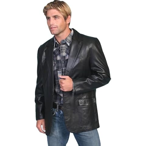 Scully Black Lamb Leather Blazer Cover
