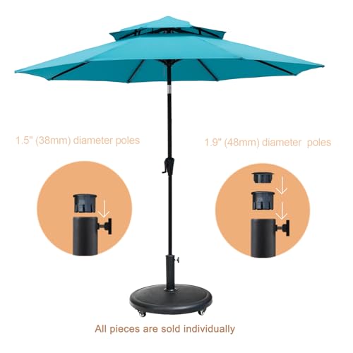 C-Hopetree 44 lb Heavy Duty Round Base Stand with Rolling Wheels for Outdoor Patio Market Table Umbrella, Black - Thumbnail 3
