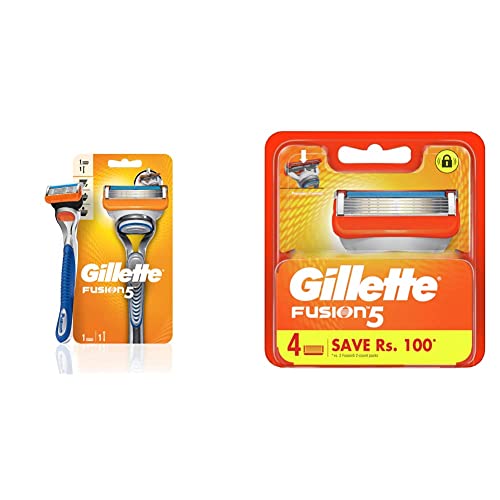 Image of Gillette Fusion Manual Razor and Gillette Fusion Manual Shaving Razor Blades - 4s Pack (Cartridge) combo pack