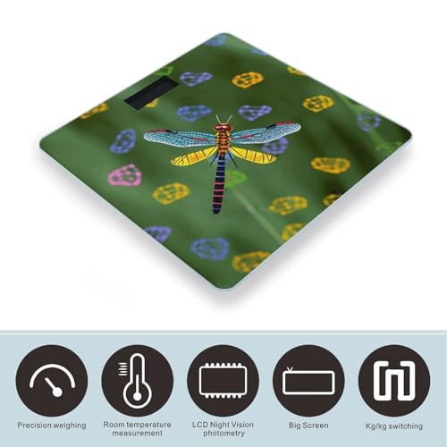 Báscula digital Colorful Dragonfly para baño con vidrio templado miniatura 3