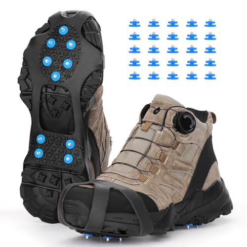 Fengzio Schuhspikes mit Extra20 Spikes Schuhkrallen für Schuhe im Winter Outdoor Anti Rutsch Steigeisen für Damen und Herren Schuh Spikes für Bergschuhe/Schuhkrallen/Eisspikes