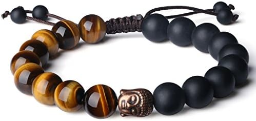 COAI Mens Womens Buddha Head Prayer Stone Beaded Bracelet