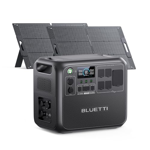 BLUETTI AC200L Solar Generator Kit,2 100W Solar Panels (Ship Separately) Included, 2048Wh LiFePO4...