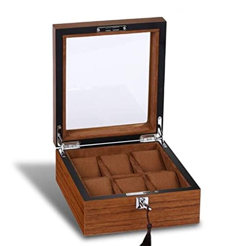 Boîte de rangement de montre 18 grilles en bois avec vitrine d'affichage